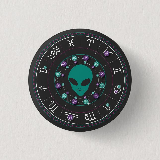 Badge Rond 2,50 Cm Alien Horoscope (Devant)