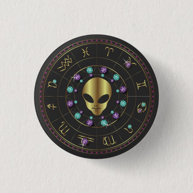 Badge Rond 2,50 Cm Alien Horoscope Zodiac (Devant)