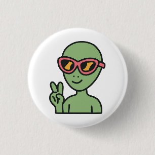 Badge Rond 2,50 Cm Alien Peace Out