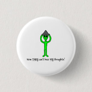 Badge Rond 2,50 Cm Alien wearing a tin foil hat button/lapel pin
