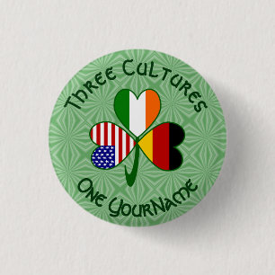 Badge Rond 2,50 Cm Allemand Irlandais Shamrock américain drapeaux Per