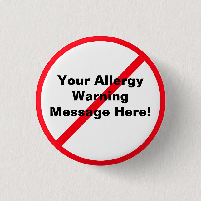 Badge Rond 2,50 Cm Allergie/avertissement (Devant)