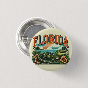 Badge Rond 2,50 Cm Alligator de Floride rétro
