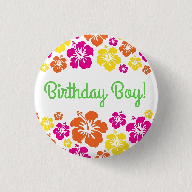Badge Rond 2,50 Cm Aloha Cute Hawaiian 1er Anniversaire Thème de fête (Devant)