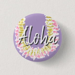 Badge Rond 2,50 Cm Aloha Hawaiian Plumeria Lei Élégant Floral Pastel