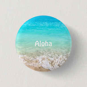 Badge Rond 2,50 Cm Aloha Tropical Hawaiian Ocean
