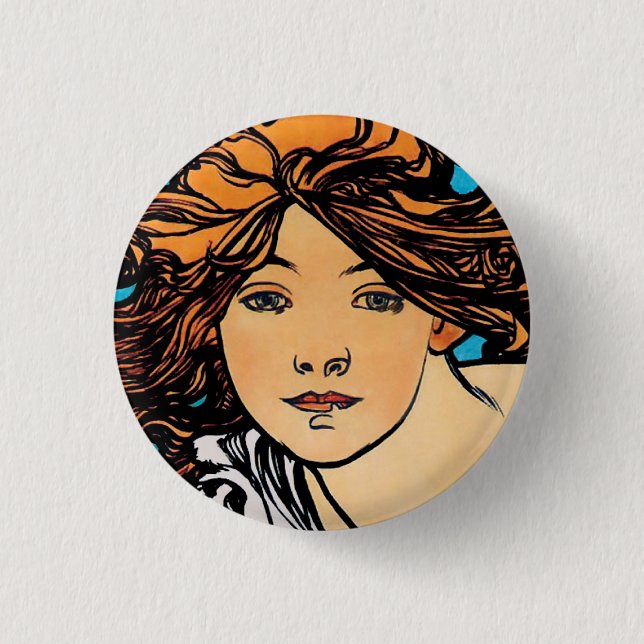 Badge Rond 2,50 Cm Alphonse Mucha - Cycles Perfecta Retro Art Nouveau (Devant)
