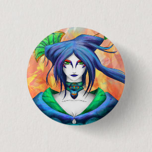 Badge Rond 2,50 Cm AltDelta : Bouton bleu de geisha