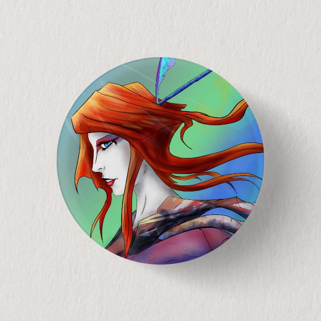 Badge Rond 2,50 Cm AltDelta : Bouton Rouge Geisha (Devant)