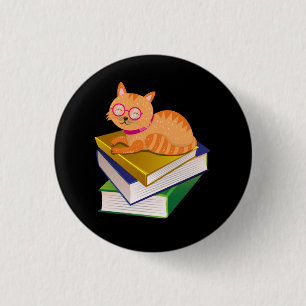 Badge Rond 2,50 Cm Amateur de livres - Livres et chat