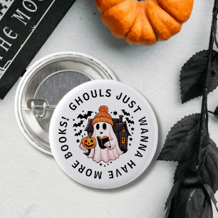 Badge Rond 2,50 Cm Amateurs de livres de fantômes Citrouilles