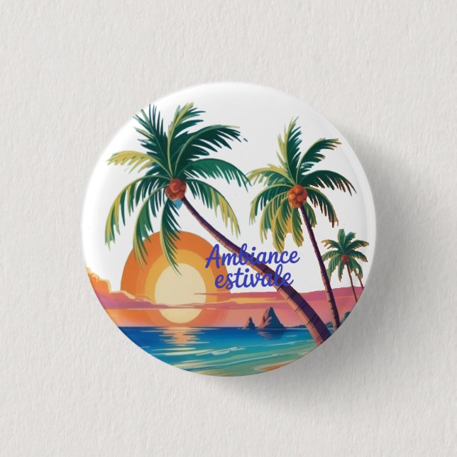Badge Rond 2,50 Cm Ambiance Estivale (Devant)