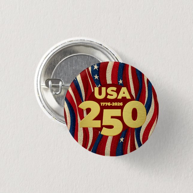 Badge Rond 2,50 Cm American 250th Birthday Anniversary 2026  (Devant & derrière)