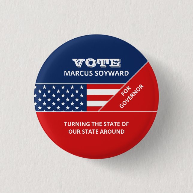 Badge Rond 2,50 Cm American Flag Design, campagne politique Adverse (Devant)