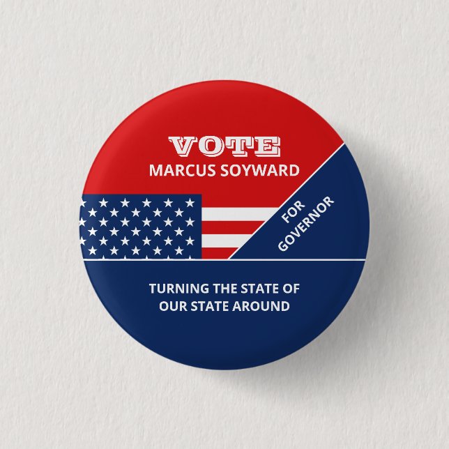 Badge Rond 2,50 Cm American Flag Design, campagne politique Adverse (Devant)