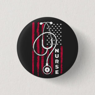 Badge Rond 2,50 Cm American Flag Nurse, Nurse