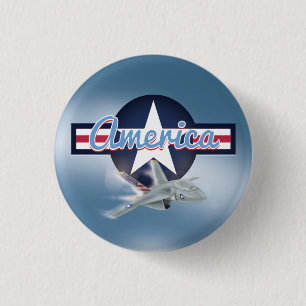 Badge Rond 2,50 Cm American Jet Fighter