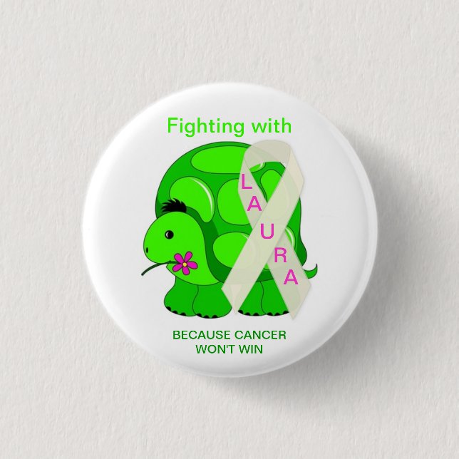 Badge Rond 2,50 Cm Amis de Laura, combattant avec le Pin de Laura (Devant)