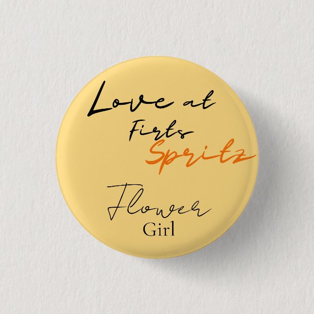 Badge Rond 2,50 Cm Amour Au Premier Spritz Flower Girl Fête des marié (Devant)