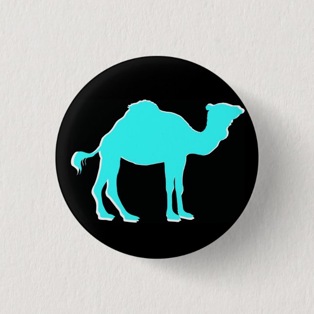 Badge Rond 2,50 Cm Amour de chameau : Noir et Teal de célébration de (Devant)