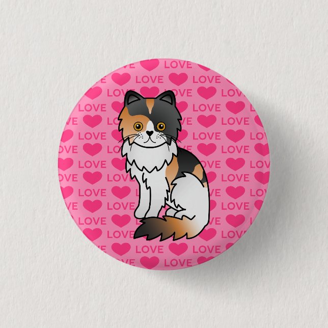 Badge Rond 2,50 Cm Amour de chat persan calico (Devant)