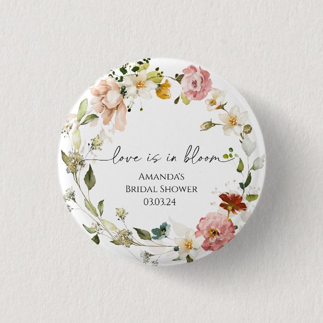 Badge Rond 2,50 Cm Amour fleur sauvage en fleur (Devant)