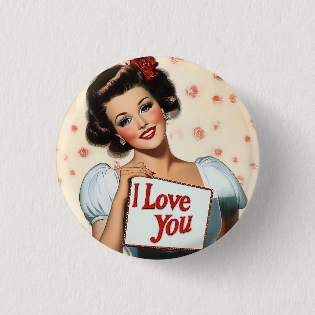 Badge Rond 2,50 Cm Amour rétro (Devant)