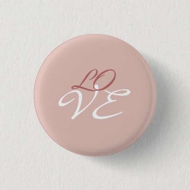 Badge Rond 2,50 Cm Amour Rose Couleur Or Calligraphie Script (Devant)