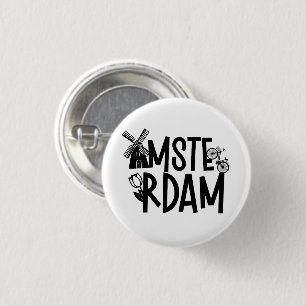 Badge Rond 2,50 Cm Amsterdam Pays-Bas Souvenir de voyage