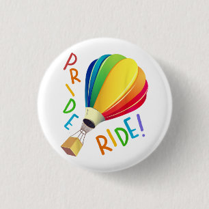 Badge Rond 2,50 Cm Amusant Gay pride Hot Air Balloon Rainbow Ride Gay