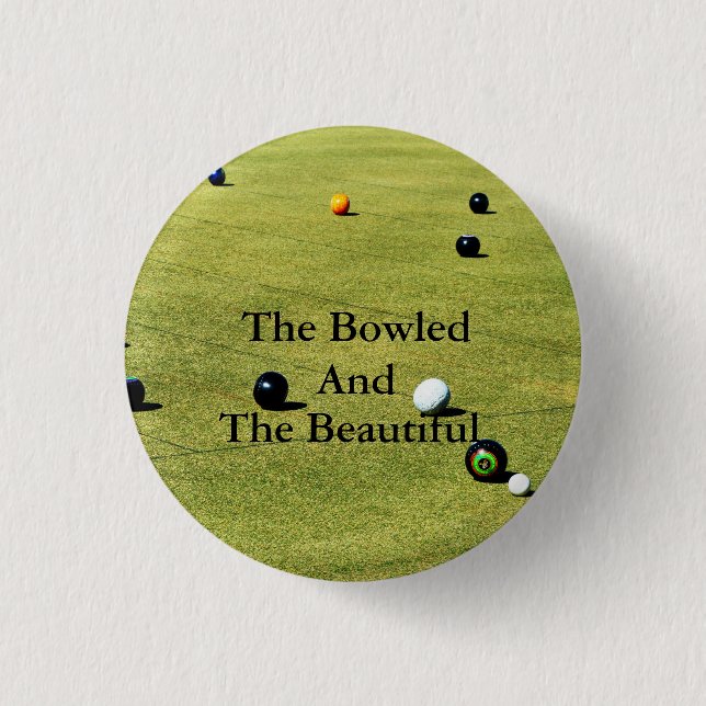 Badge Rond 2,50 Cm Amusante Pelouse Bowls Bowling Conception De Jeux, (Devant)