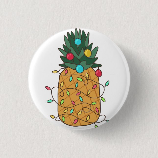 Badge Rond 2,50 Cm Ananas de Noël tropical (Devant)