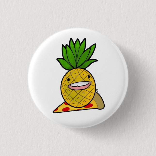 Badge Rond 2,50 Cm Ananas Drôle Sur Pizza Pin (Devant)
