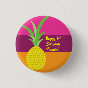 Badge Rond 2,50 Cm Ananas mignonne Été 1er Anniversaire Thème