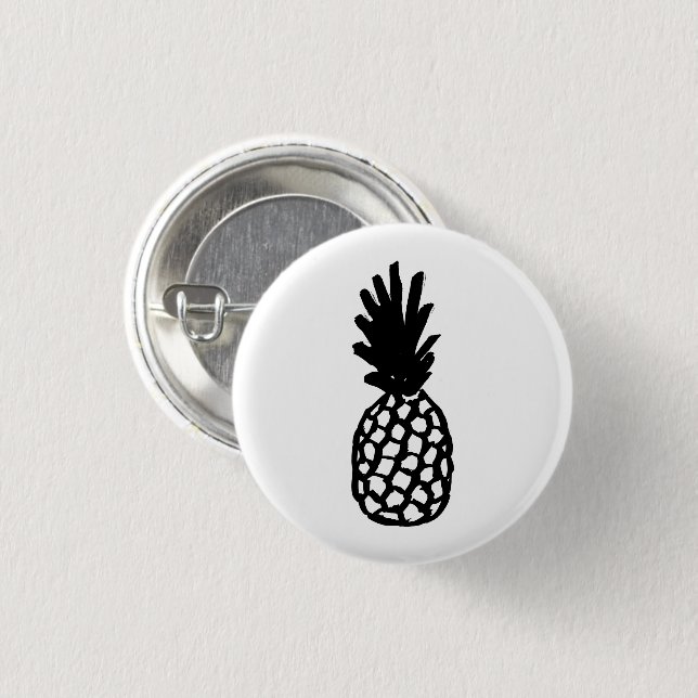 Badge Rond 2,50 Cm Ananas noir (Devant & derrière)