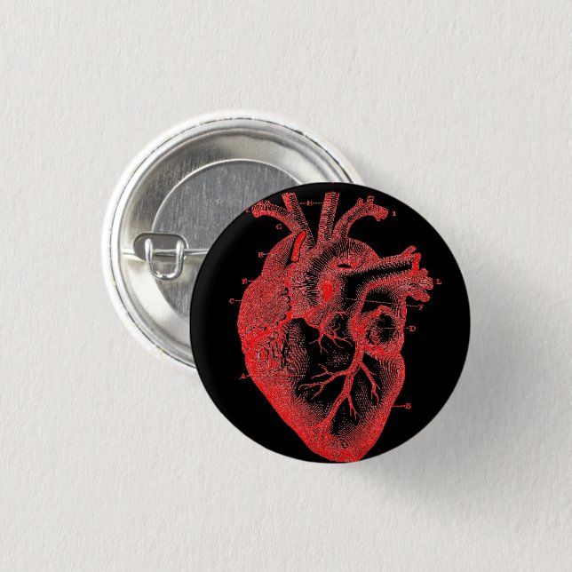 Badge Rond 2,50 Cm Anatomical Human Heart Red Diagram button pin (Devant & derrière)