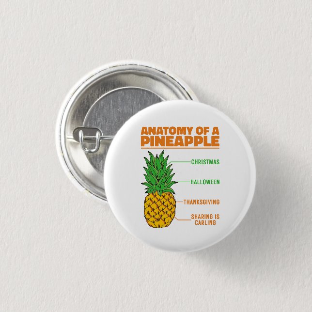Badge Rond 2,50 Cm Anatomie D'Un Ananas Amateurs Vacances Cool De Fam (Devant & derrière)
