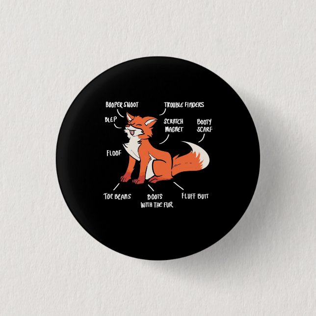 Badge Rond 2,50 Cm Anatomie D'Un Renard (Devant)