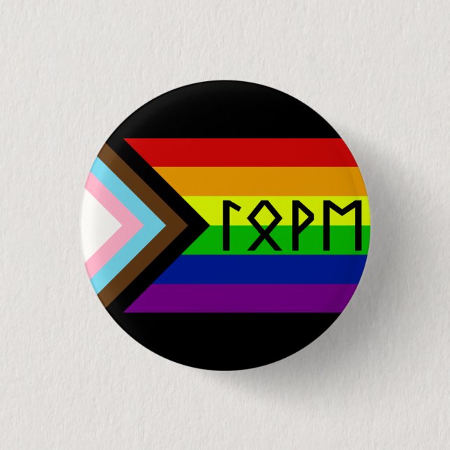 Badge Rond 2,50 Cm Ancien Futhark Love Progressive Pride Drapeau (Devant)