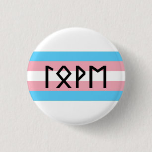 Badge Rond 2,50 Cm Ancien Futhark Love Trans Drapeau