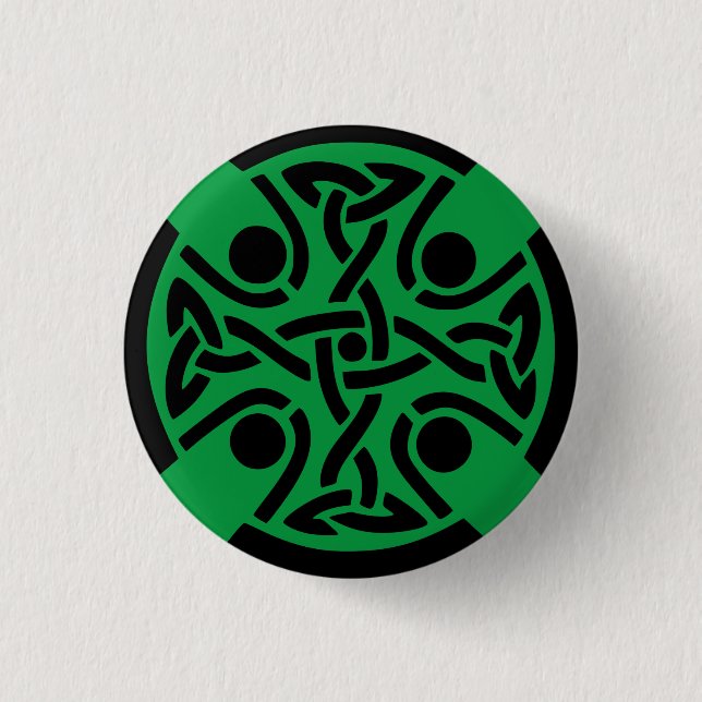 Badge Rond 2,50 Cm Ancienne Croix Celtique à Entrelacs d'Art Fin (Devant)