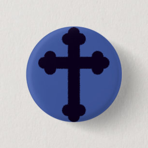 Badge Rond 2,50 Cm Ancienne croix chrétienne violette