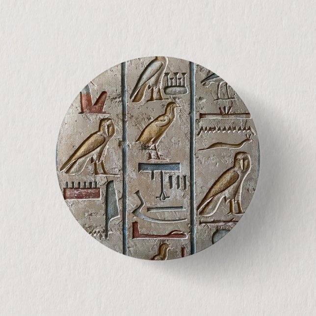 Badge Rond 2,50 Cm Ancienne Egypte Hiéroglyphique gravé cadeau unique (Devant)