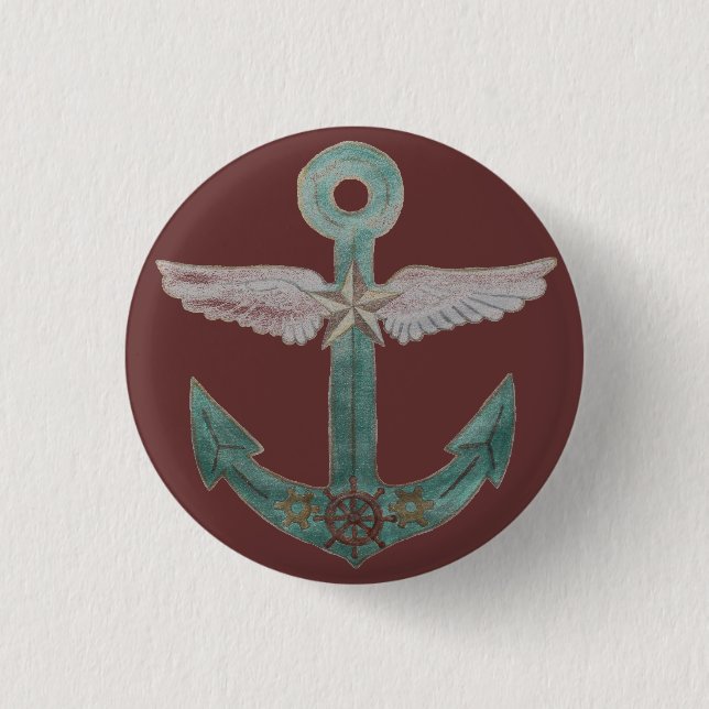 Badge Rond 2,50 Cm Ancre de dirigeable (Devant)