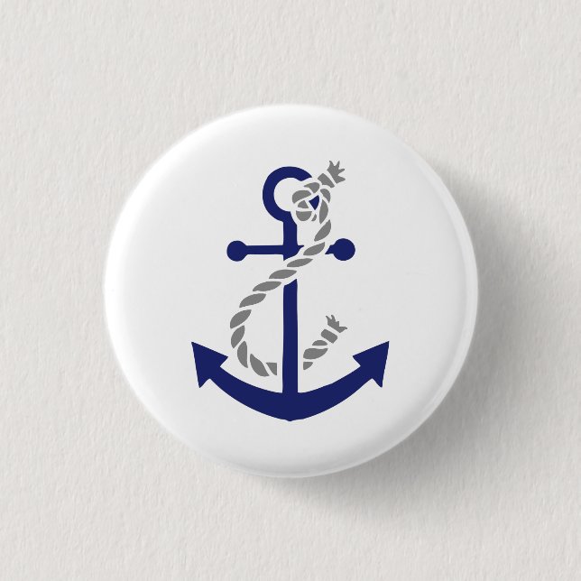 Badge Rond 2,50 Cm Ancre et corde nautiques (Devant)