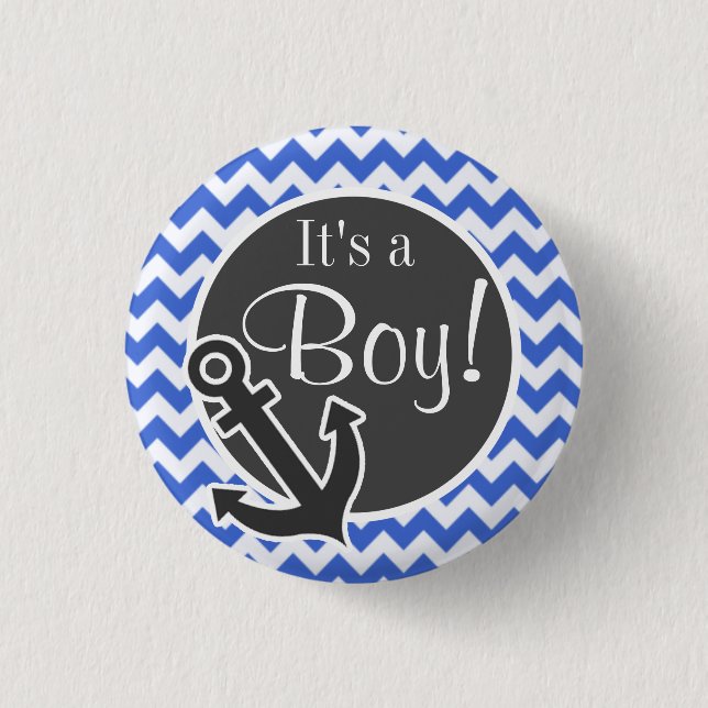 Badge Rond 2,50 Cm Ancre ; Han Blue Chevron Stripes (Devant)