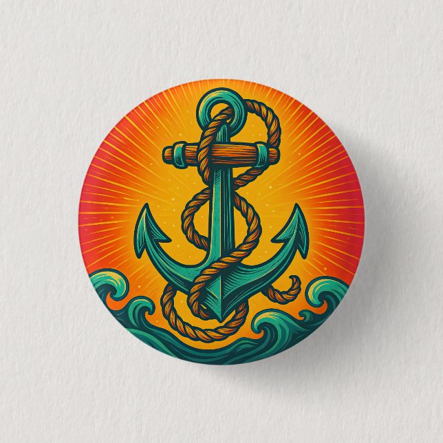 Badge Rond 2,50 Cm Ancre nautique (Devant)