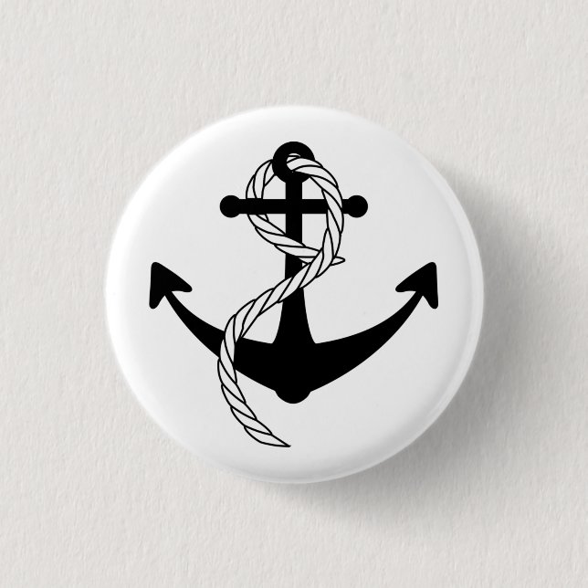 Badge Rond 2,50 Cm Ancre noir et blanc (Devant)