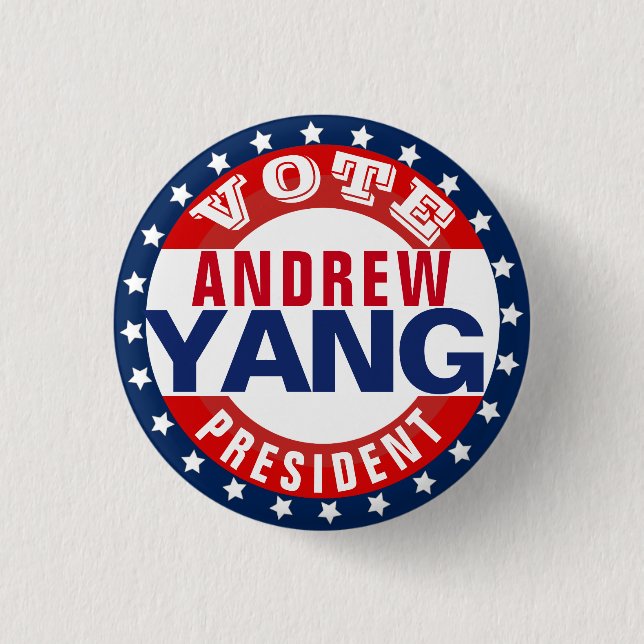 Badge Rond 2,50 Cm Andrew Yang, Président (Devant)