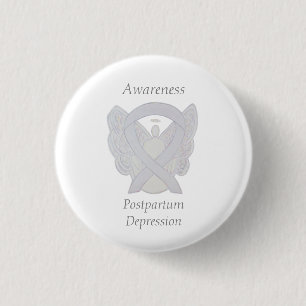 Badge Rond 2,50 Cm Ange de sensibilisation à la dépression post-partu